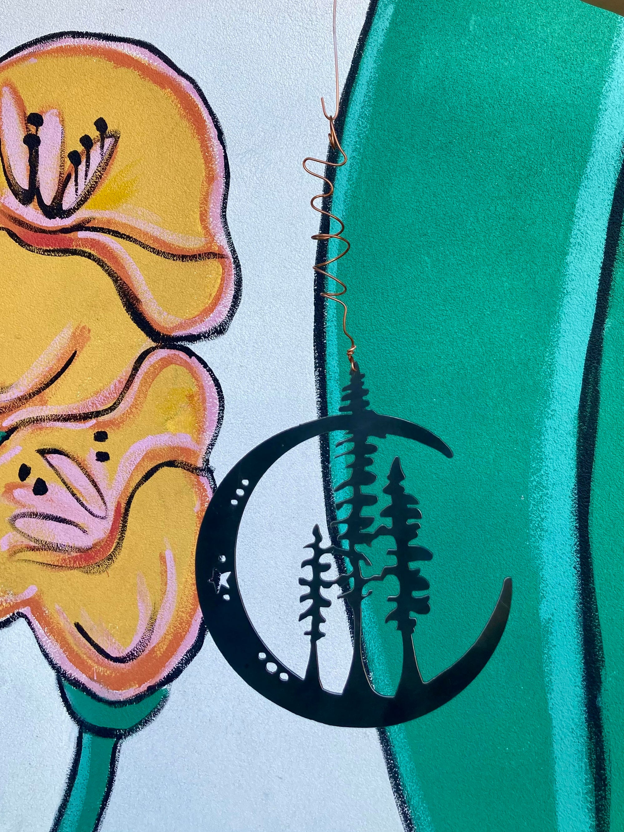 Moon Tree Hanging with Copper Wire