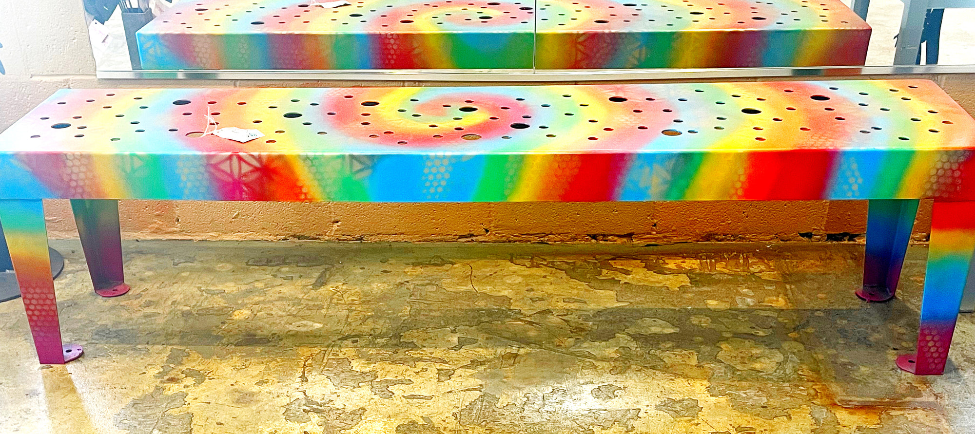 Tie-Dye Backless Bench (6' W T x 18" T)