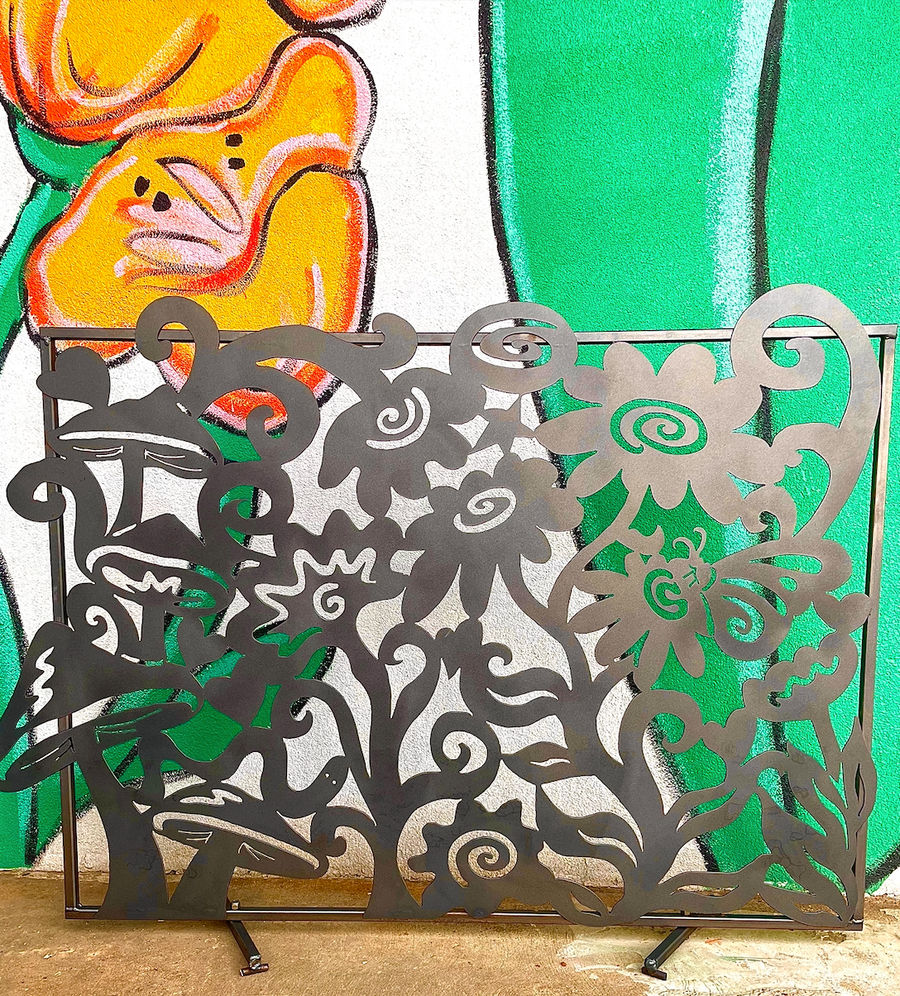Mushroom Garden Fireplace Screen