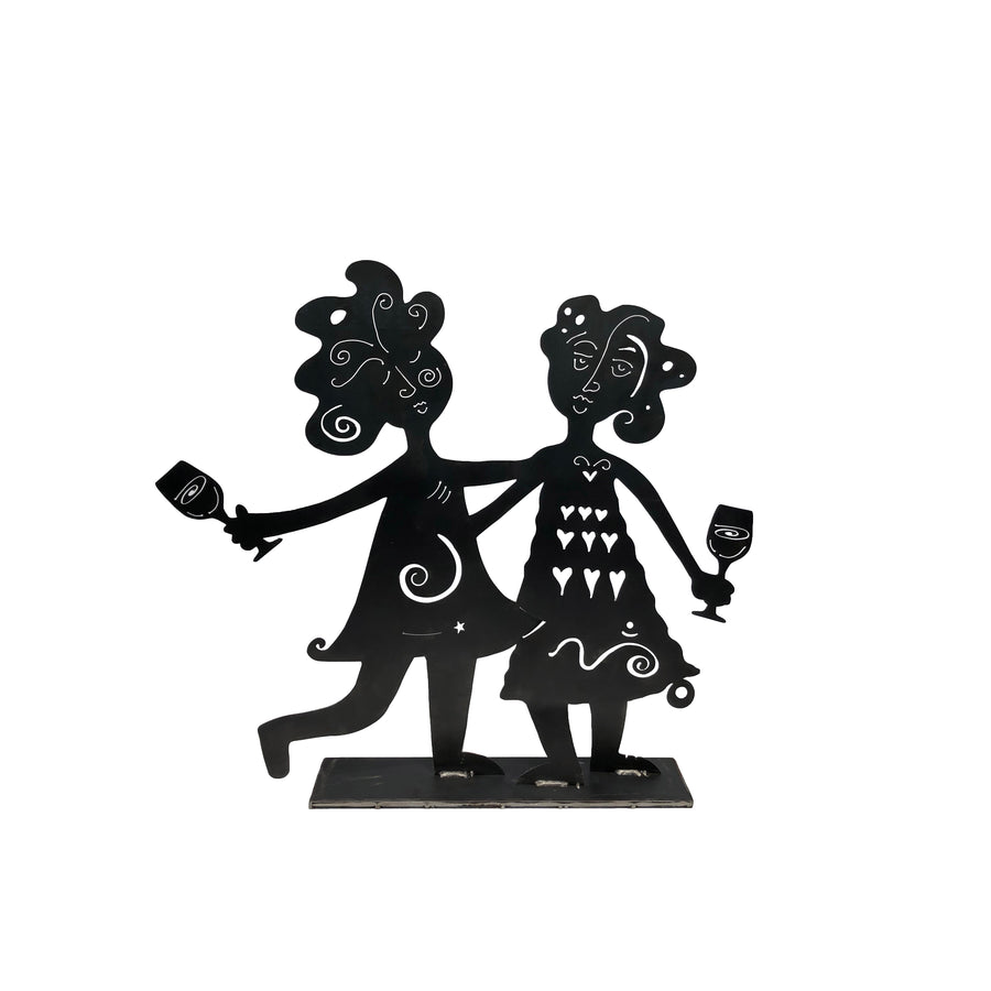 Sisters Embrace with Wine